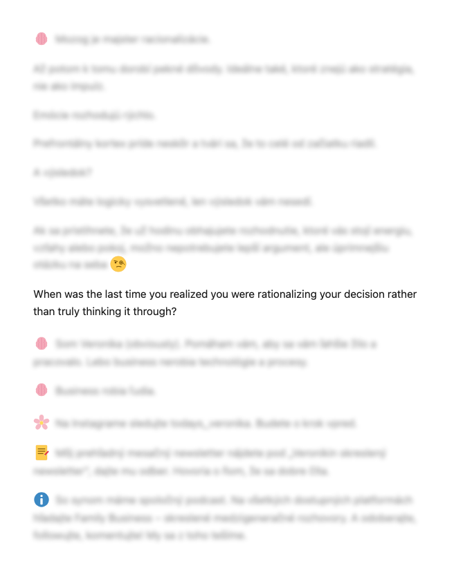 Blurred LinkedIn post example with repeated engagement and emoji patterns
