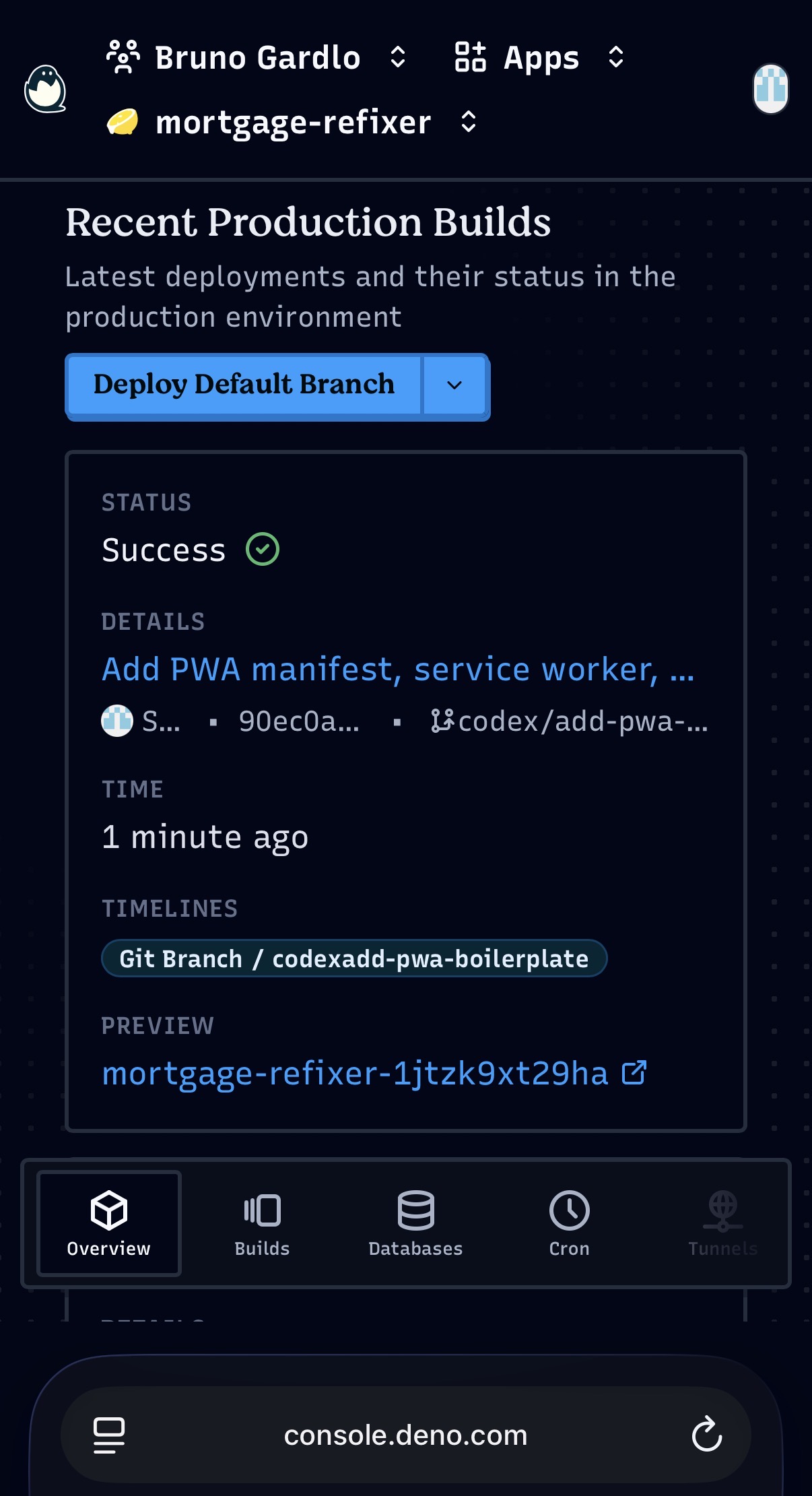 Deno Deploy preview links